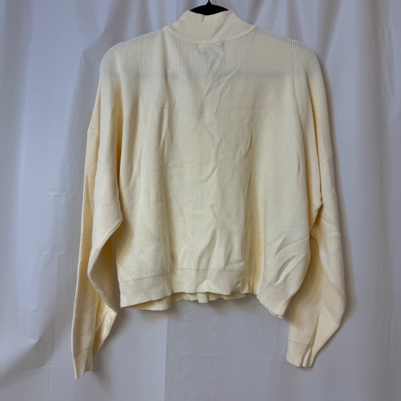 Brunette The Label Half-Zip Ribbed Knit Popover Sweater Cream L/XL NWT - Picture 9 of 12